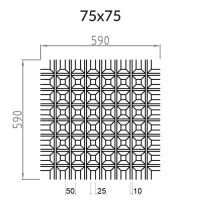 Грильято Пирамидальный ячейка 75х75мм, белый матовый, высота 42.5 мм, ширина 10 мм