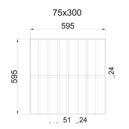 Грильято GL-24 Жалюзи ячейка 75x300, высота 34 мм, ширина 24 мм, белый матовый