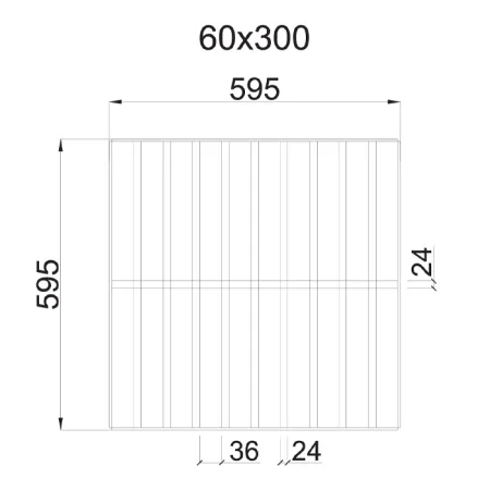 Грильято GL-24 Жалюзи ячейка 60x300, высота 34 мм, ширина 24 мм, суперхром