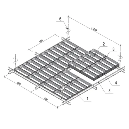 Грильято GL-24 Жалюзи ячейка 60x300, высота 34 мм, ширина 24 мм, суперхром