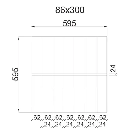 Грильято GL-24 Жалюзи ячейка 86x300, высота 34 мм, ширина 24 мм, суперхром