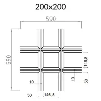 Грильято Пирамидальный ячейка 200х200мм, белый матовый, высота 42.5 мм, ширина 10 мм