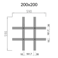 Грильято Пирамидальный ячейка 200х200мм, белый матовый, высота 35 мм, ширина 10 мм